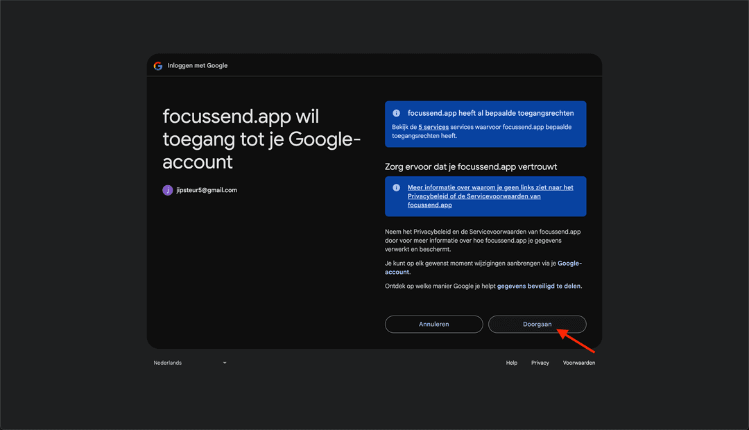 Authorize Gmail Screen 2